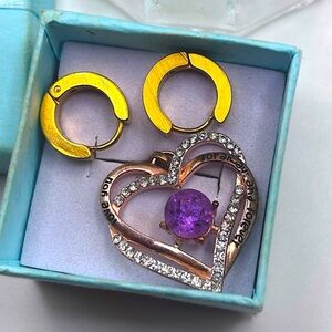 Love You Always & Forever Pendant
 w/Gold Chain 
Matching Tiny Gold Hoops
NEW